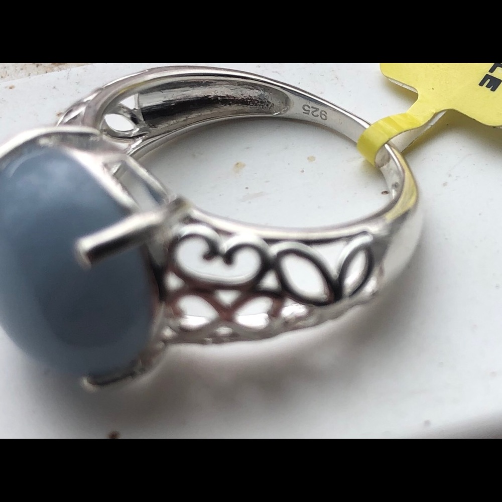 Genuine Angelite Solitaire Ring - Picture 3 of 3